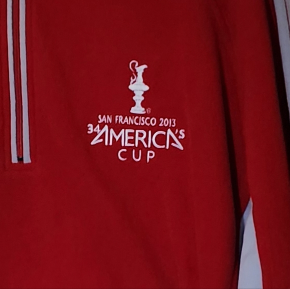 NWT 2013 America's Cup San Francisco Fleece 3/4 Zip Pullover Red/Grey XXL Sail - Picture 4 of 6